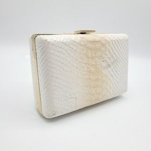 Banana Republic Reptile Embossed White/Cream Genuine Leather Clutch
